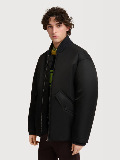 Black nylon bomber jacket - Jackets