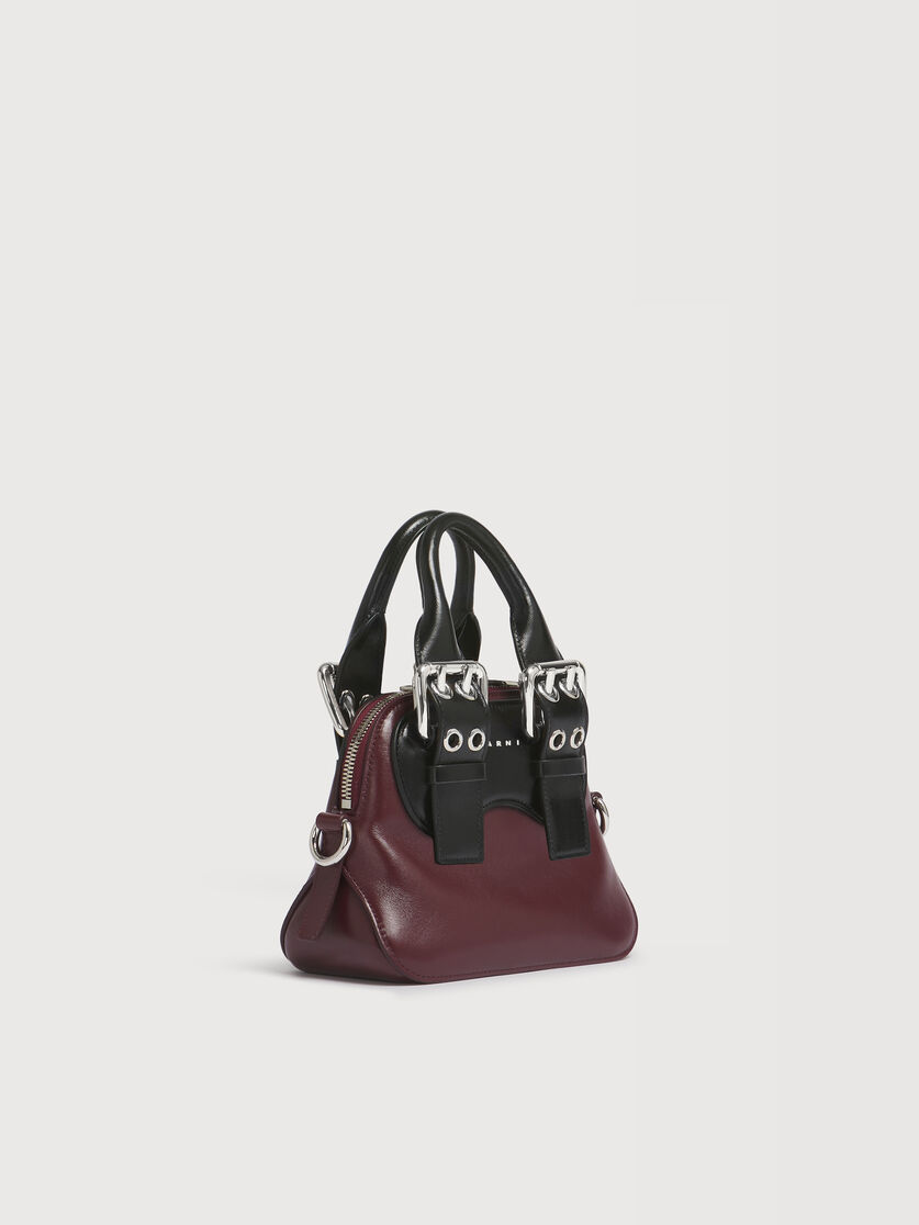 Burgundy and black leather mini Belte Bag, Image 6