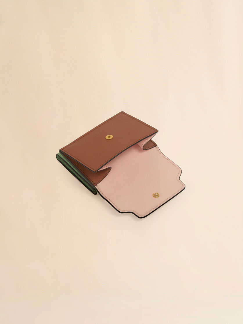 ブルー、ベージュ＆ライトブルー サフィアーノレザー製三つ折りウォレット - 財布 - Image 5