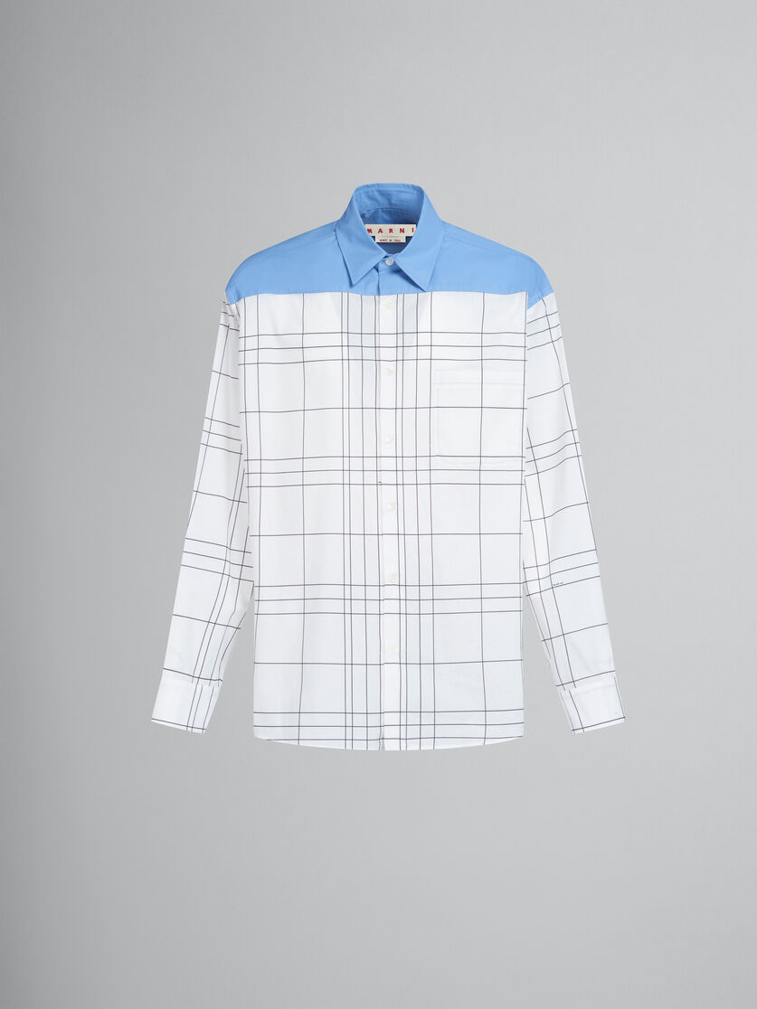 White checked cotton shirt with plain yoke - Shirts - Image 1