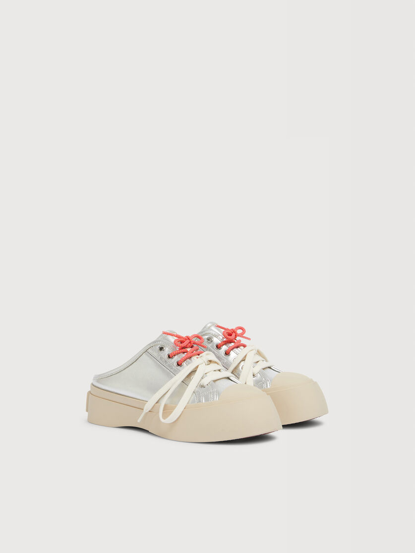 Silver leather Pablo lace-up sabot, Image 2