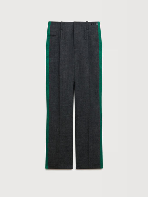 Grey British wool trousers with side stripes - Pants