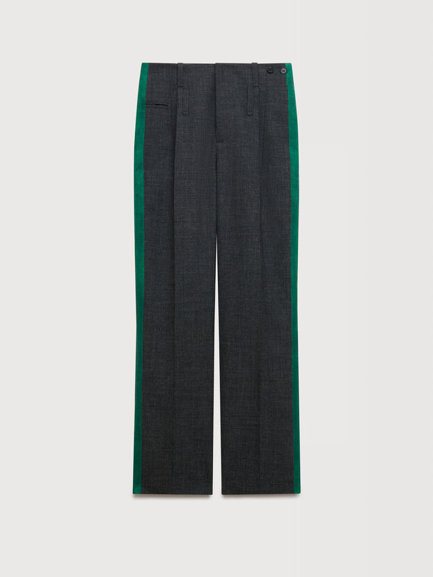 Gray British wool pants with side stripes - Pants