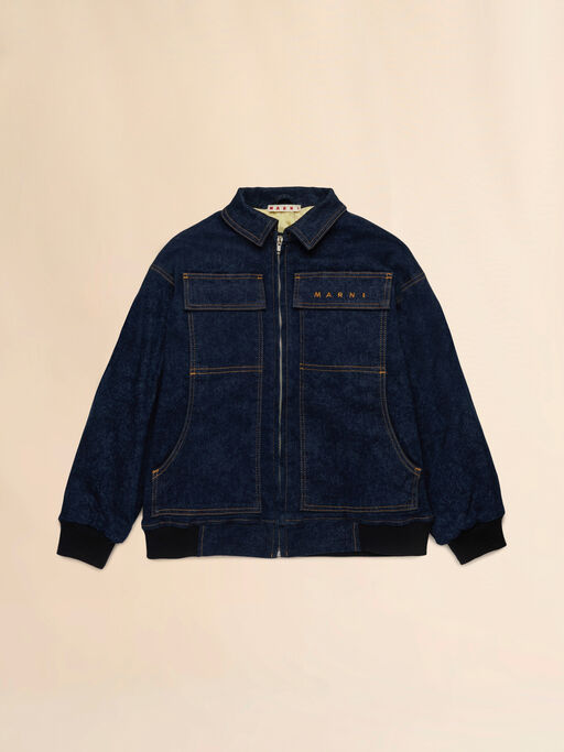 Blue denim jacket with embroidered Marni logo - Jackets