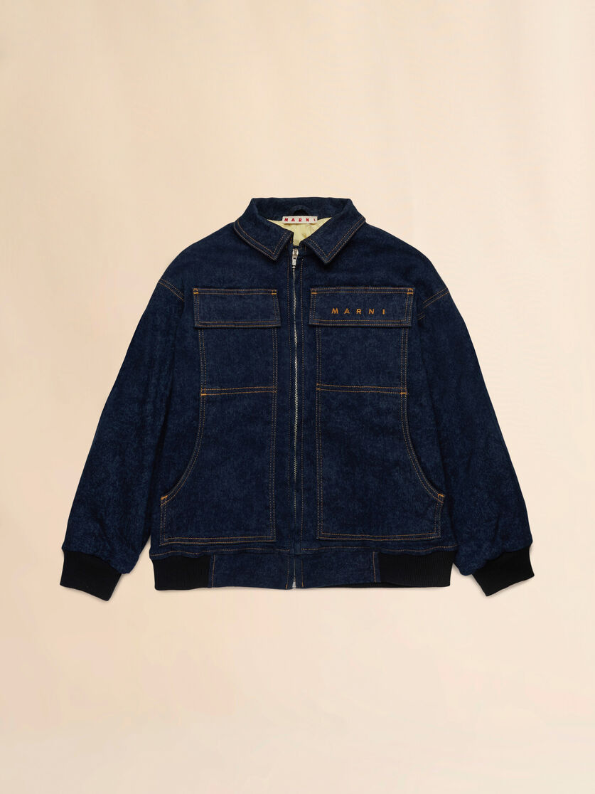 Blue denim jacket with embroidered Marni logo - Jackets - Image 1