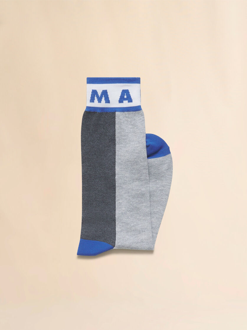Blue colour-block cotton socks - Socks - Image 2