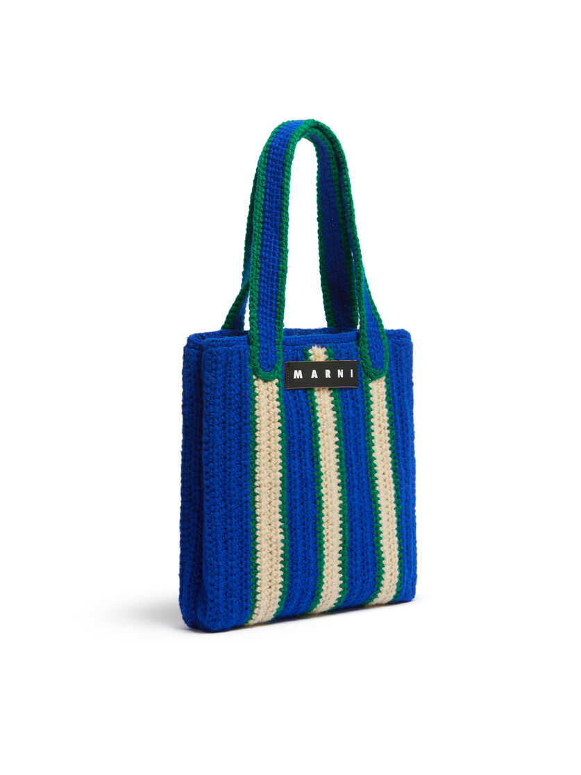 ストライプ ブルー&レッド クロシェ製 MARNI MARKET ショッピングバッグ - ショッピングバッグ - Image 2