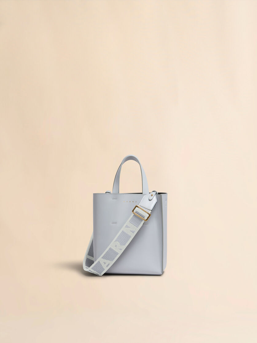 Museo Mini Bag in light blue leather - Shopping Bags - Image 1