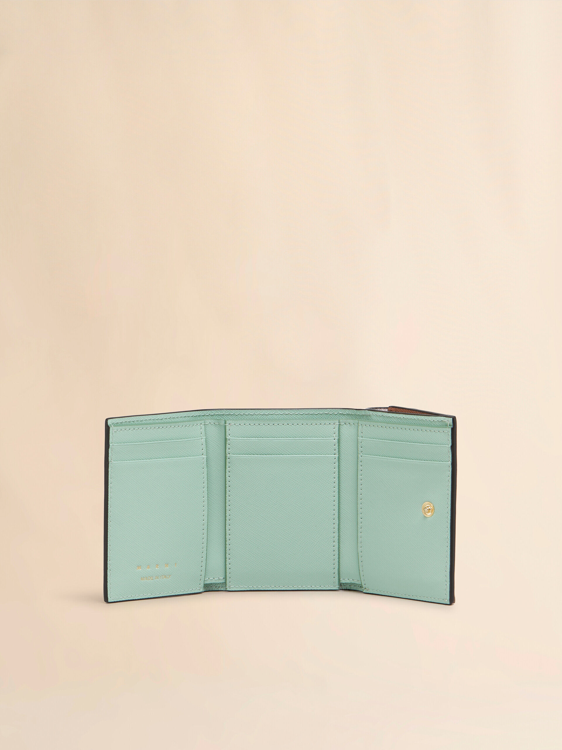 お値下げ最終★早い者勝ち★MARNI 三つ折り財布 ベージュ/グリーン ライトピンク グリーン and ブラウン サフィアーノレザー製三つ折り