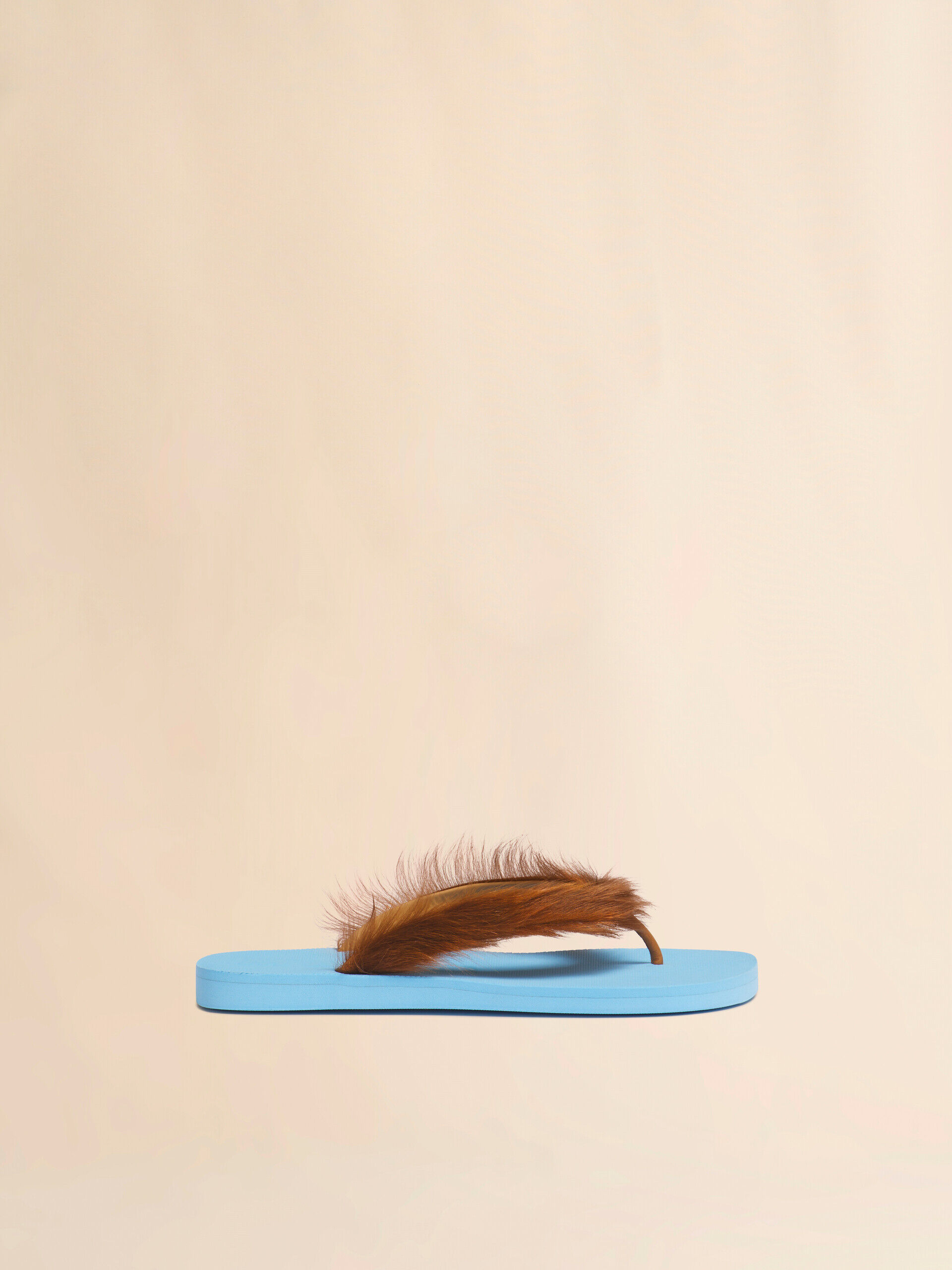 Blue and brown ponyhair flip-flop | Marni