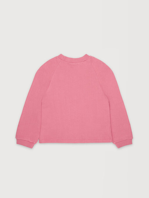 Pink cotton sweatshirt with rhinestone logo - Sweaters