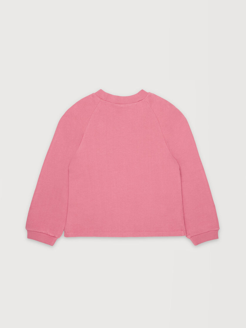 Pink cotton sweatshirt with rhinestone logo, Image 2