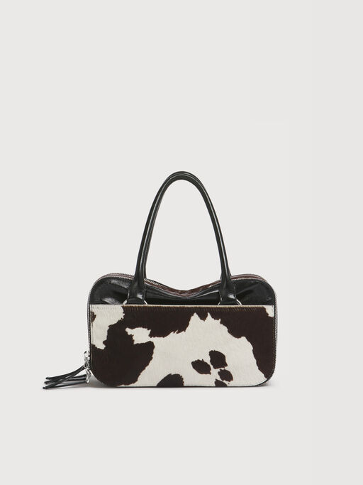 Brown, black and cow-print leather small Boxyne bag - Handbags
