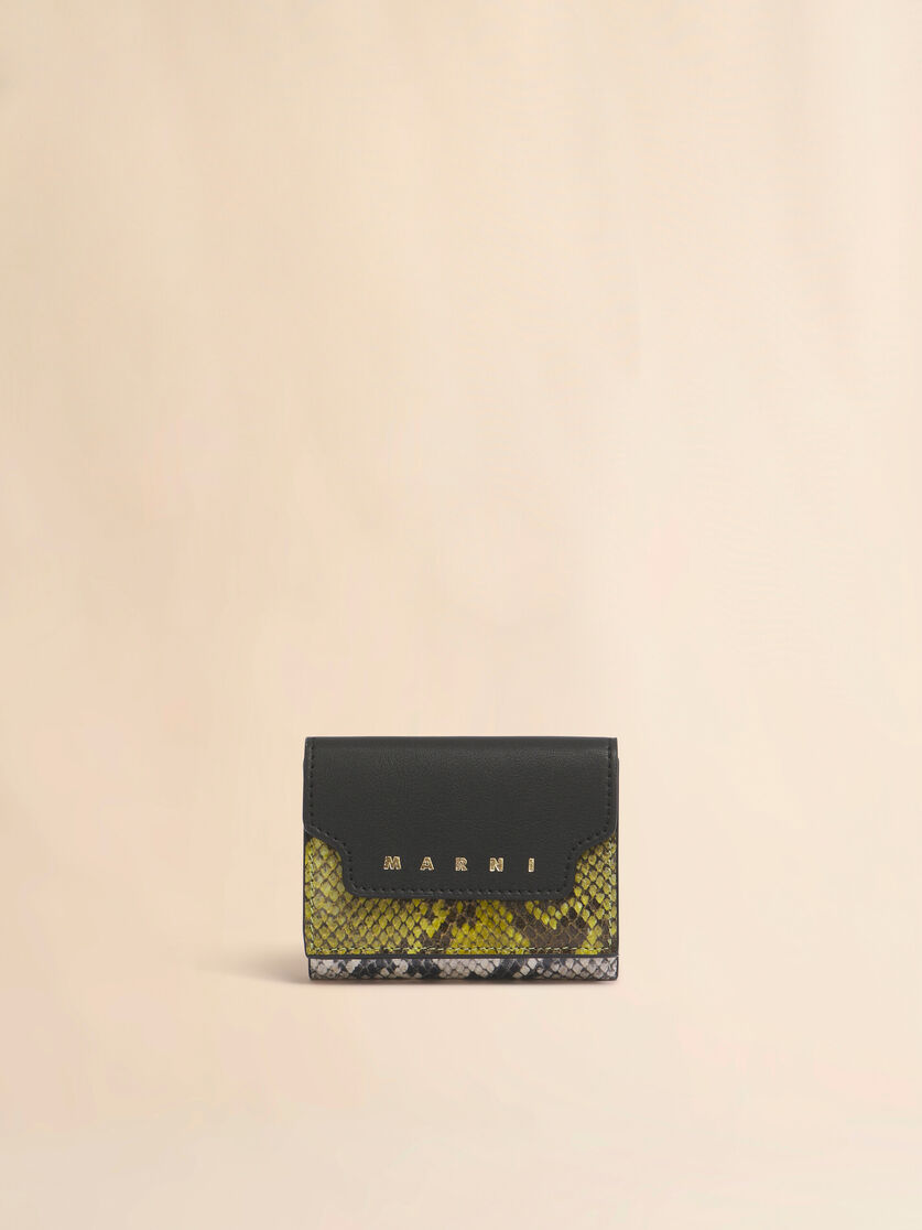 ブラック グレー ブラウン レザー製三つ折りウォレット - 財布 - Image 1