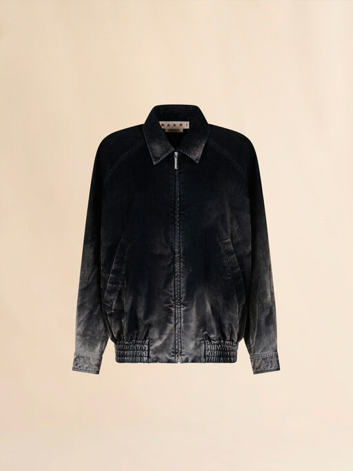 Black flocked denim bomber jacket - Jackets