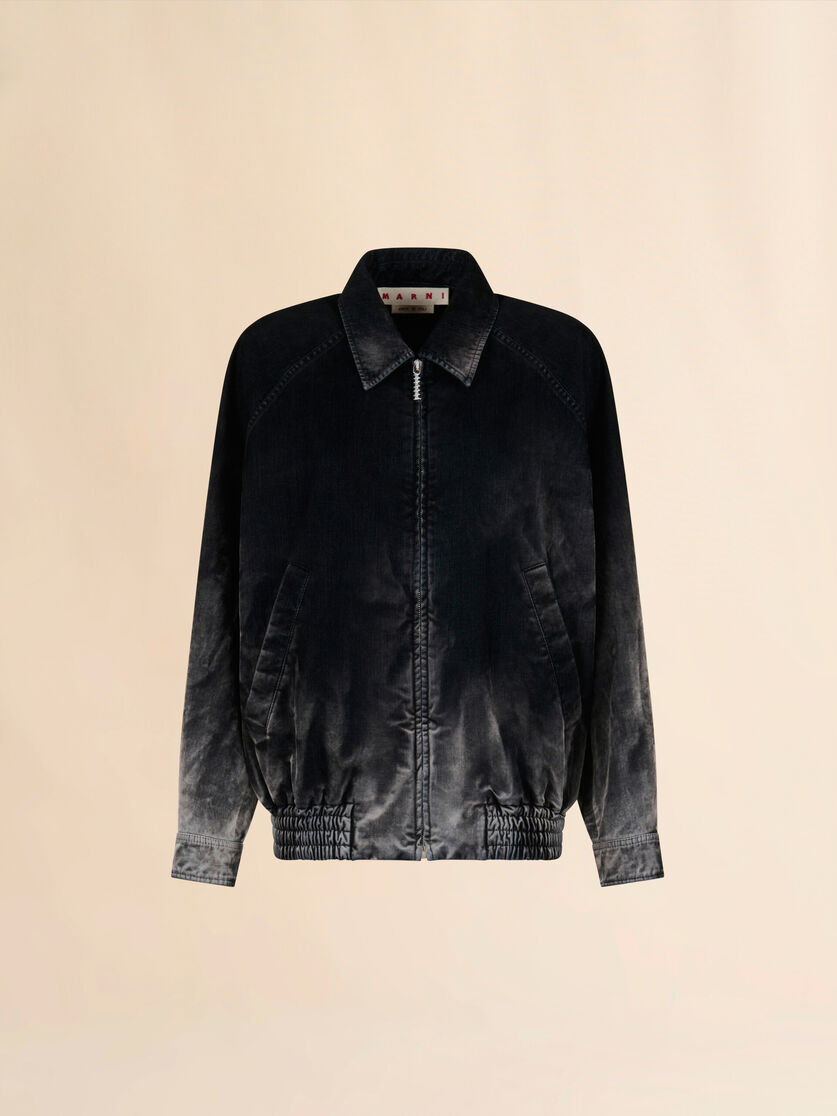 Black flocked denim bomber jacket - Jackets - Image 1