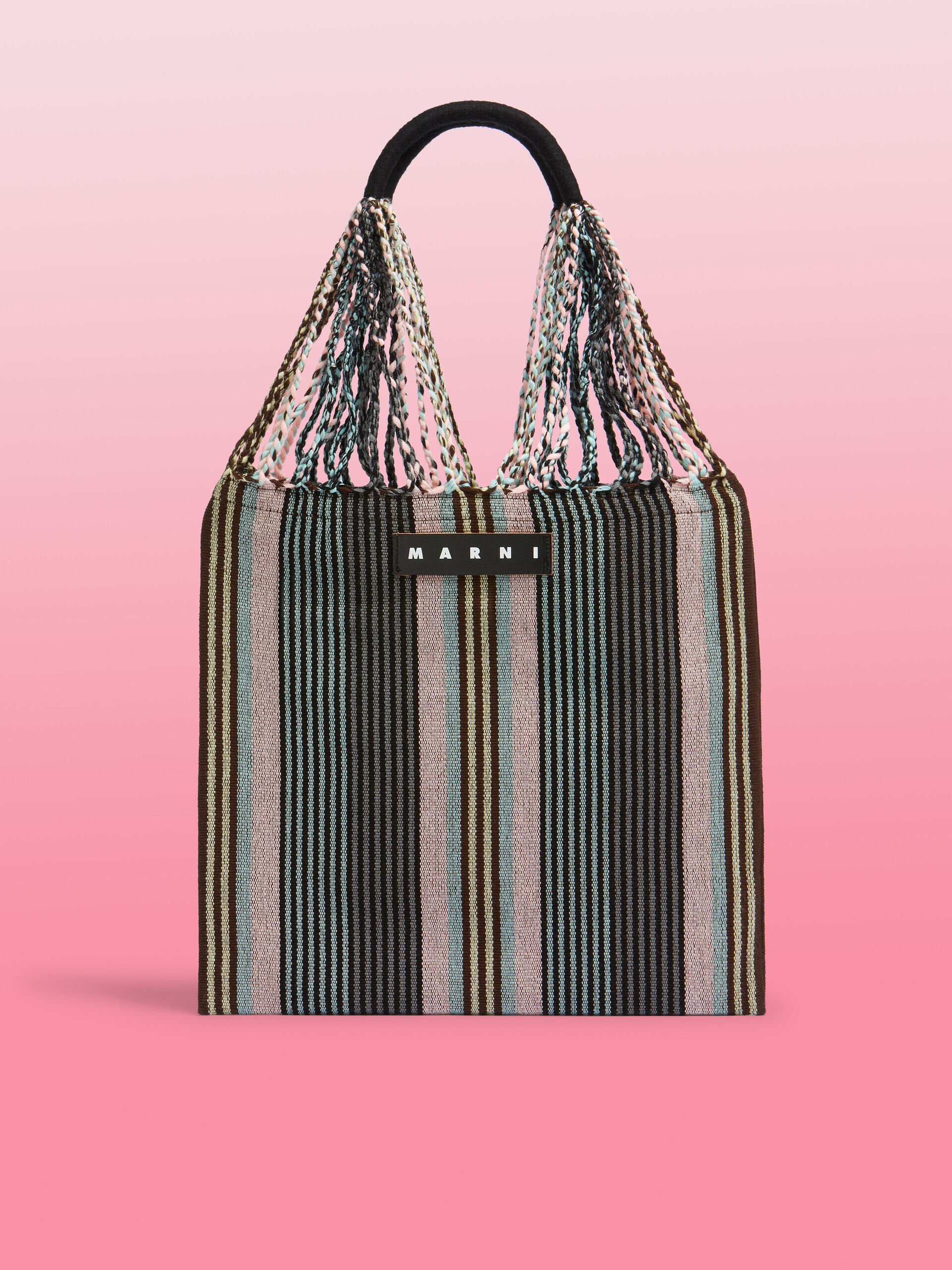 MARNI ストライプ　ハンモックバッグ　ピンク ピンクキャンディー(ブラウンピンク) MARNI MARKET HAMMOCK BAG