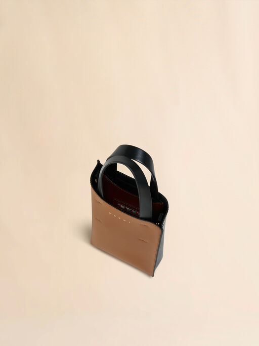 Museo Nano Bag in brown and black leather - Shopping Bags