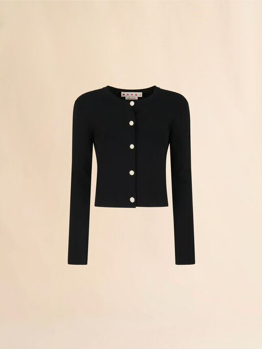 Black viscose half-and-half cardigan - Pullovers