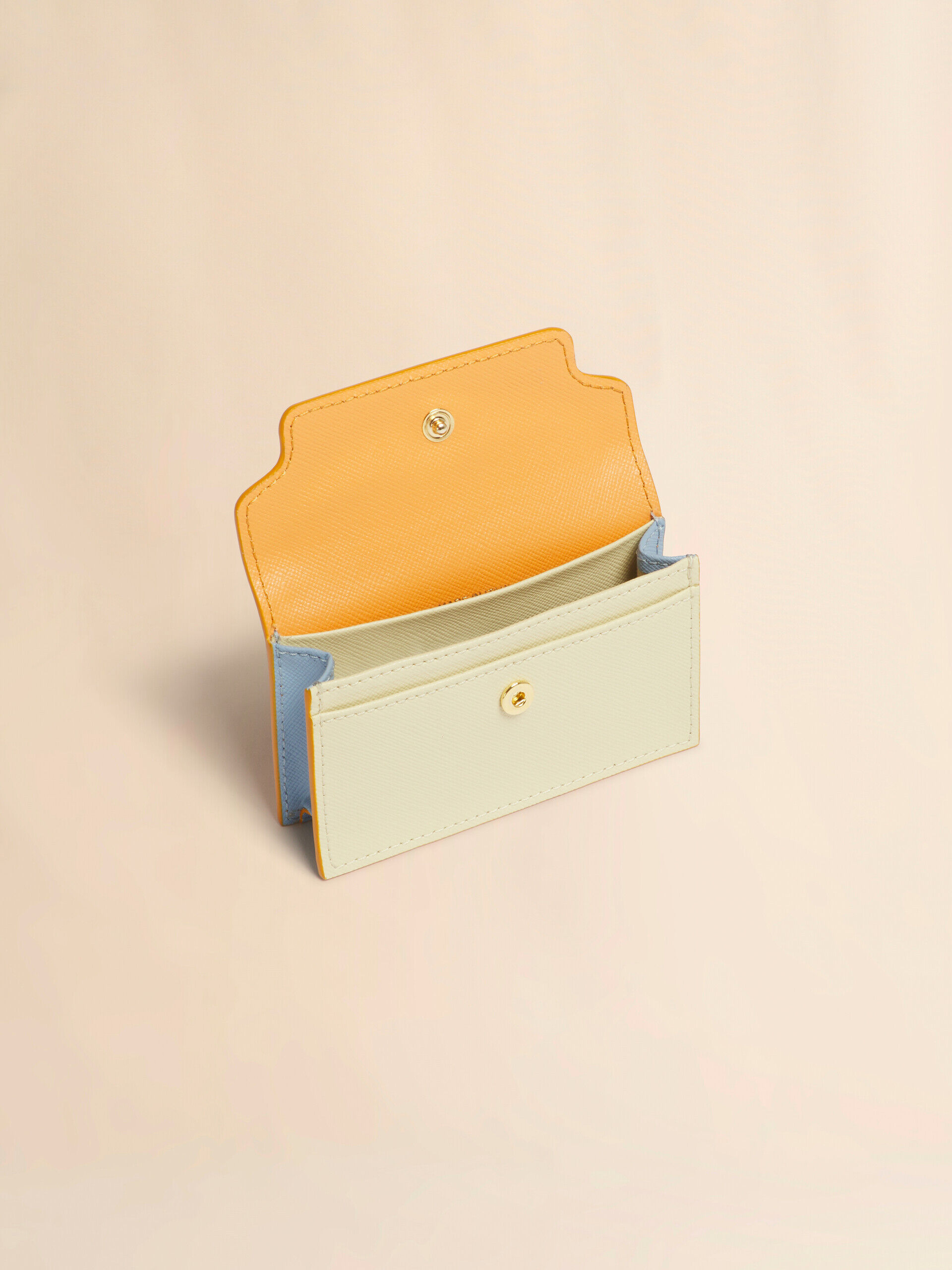 オレンジ、クリーム＆ブルー サフィアーノレザー製カードホルダー | Marni