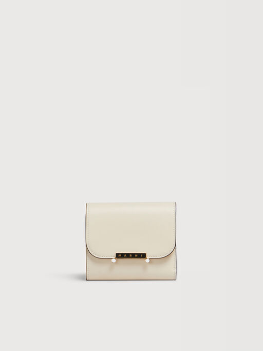 クリーム レザー製 Envelope 三つ折りウォレット - 財布
