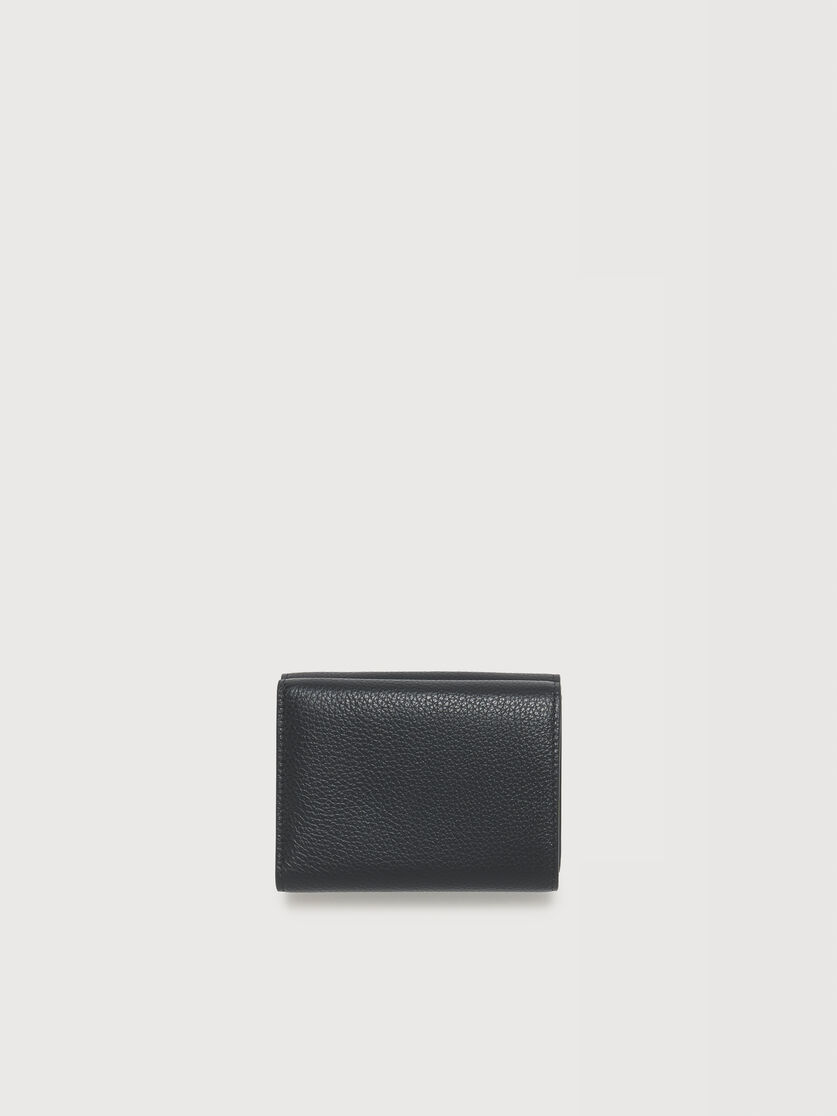 Black leather trifold wallet with Marni Mending embroidery, Image 3