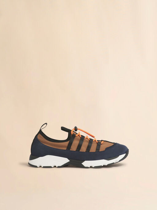 Light brown and blue lycra lace-up Running Sneaker - Sneakers