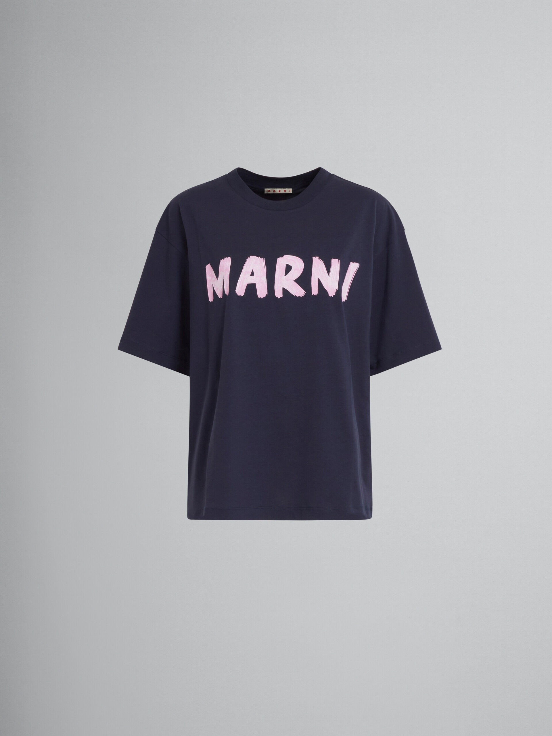 Blue organic cotton T-shirt with logo | Marni