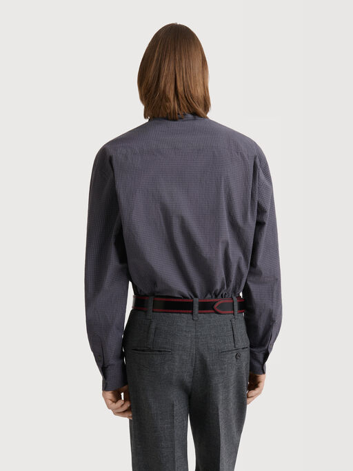 Deep grey checked poplin shirt - Shirts