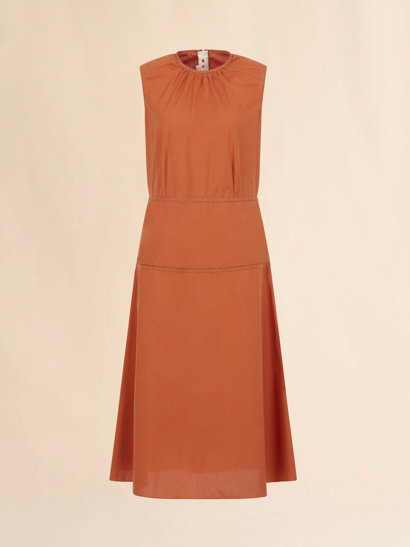オレンジ ティアードスカート付きポプリンドレス, Image 1