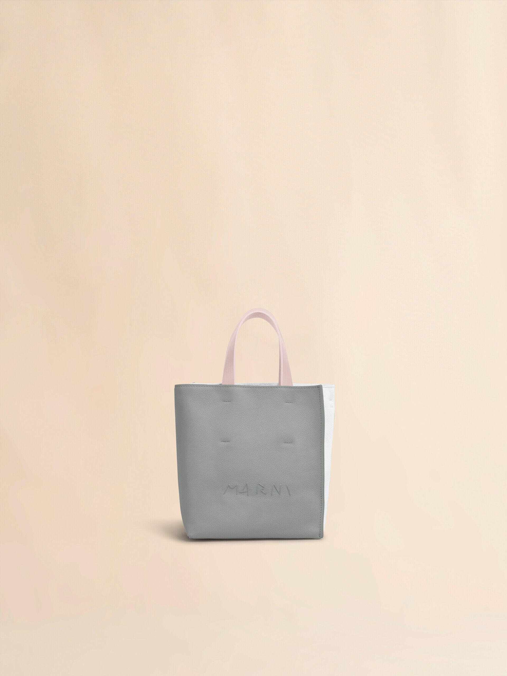 Museo Soft Mini Bag in grey and white leather with Marni