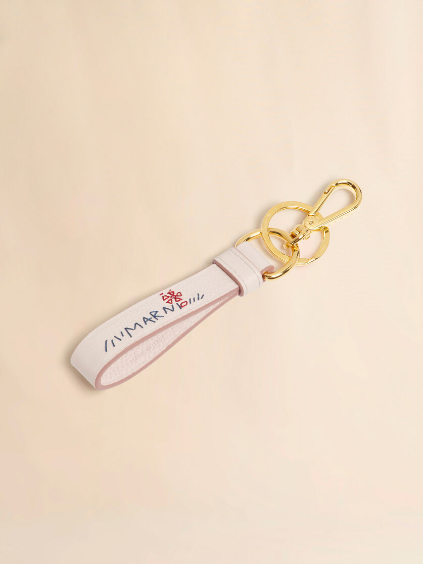 Pink leather keyring with Marni Mending, Image 3