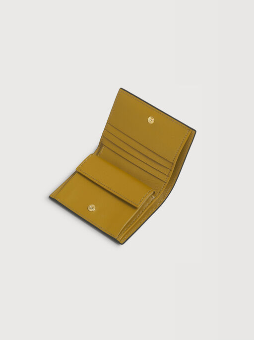 Deep green pink and mustard saffiano leather bi-fold wallet - Wallets
