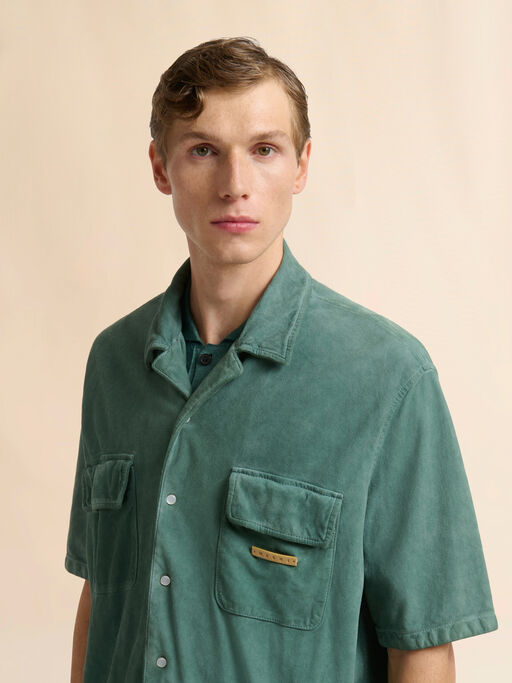 Green suede shirt with pockets - Shirts