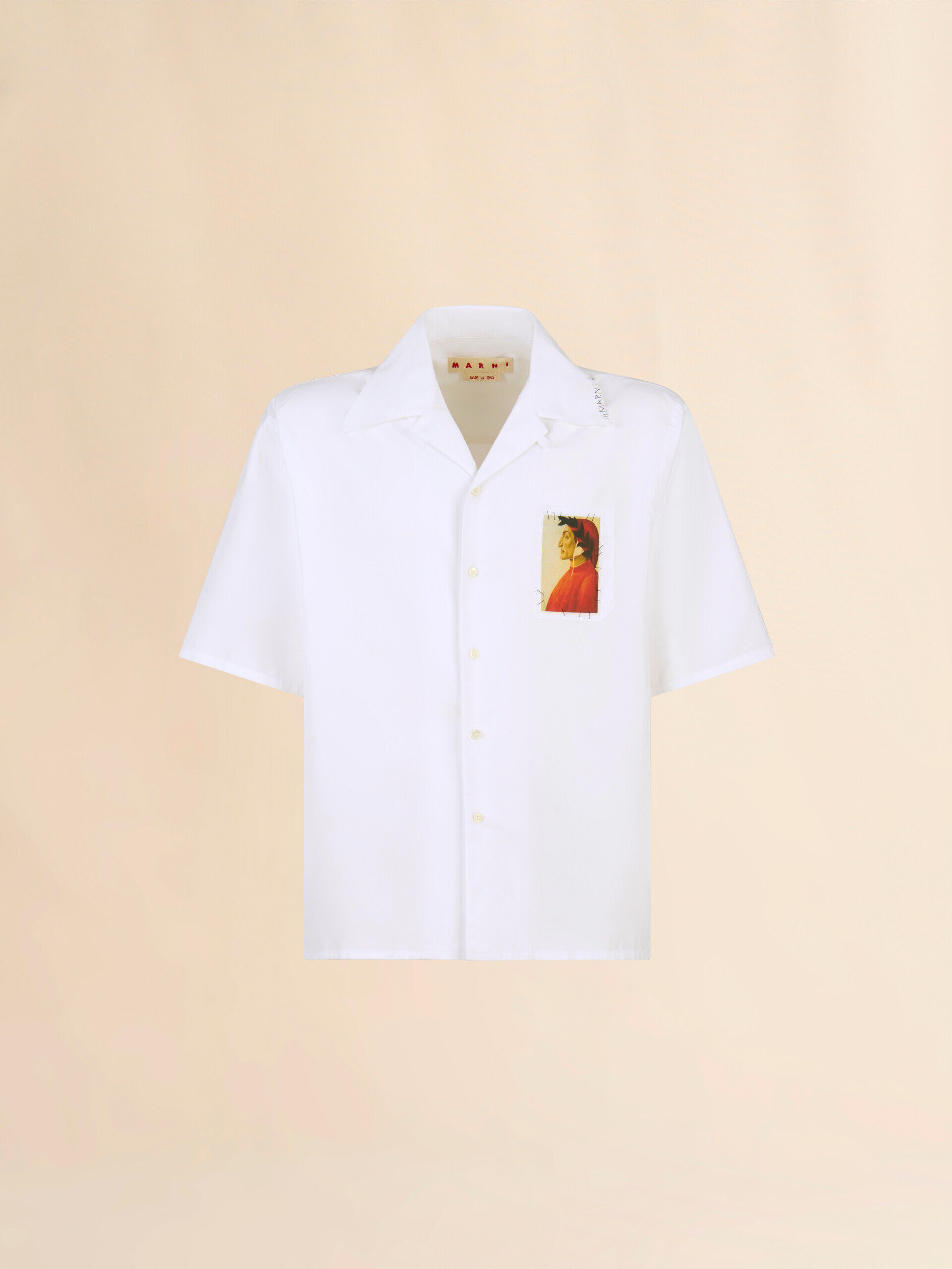 ホワイト ポプリン製ボウリングシャツ、Dante パッチ付き | Marni