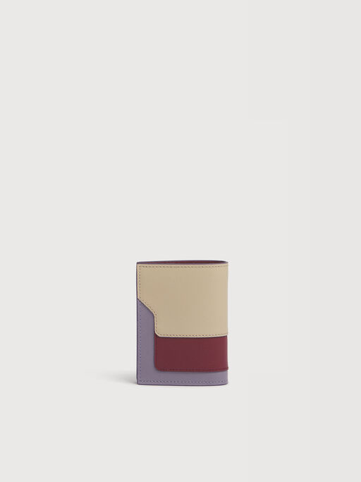 Taupe, ruby and purple saffiano leather bifold wallet - Wallets
