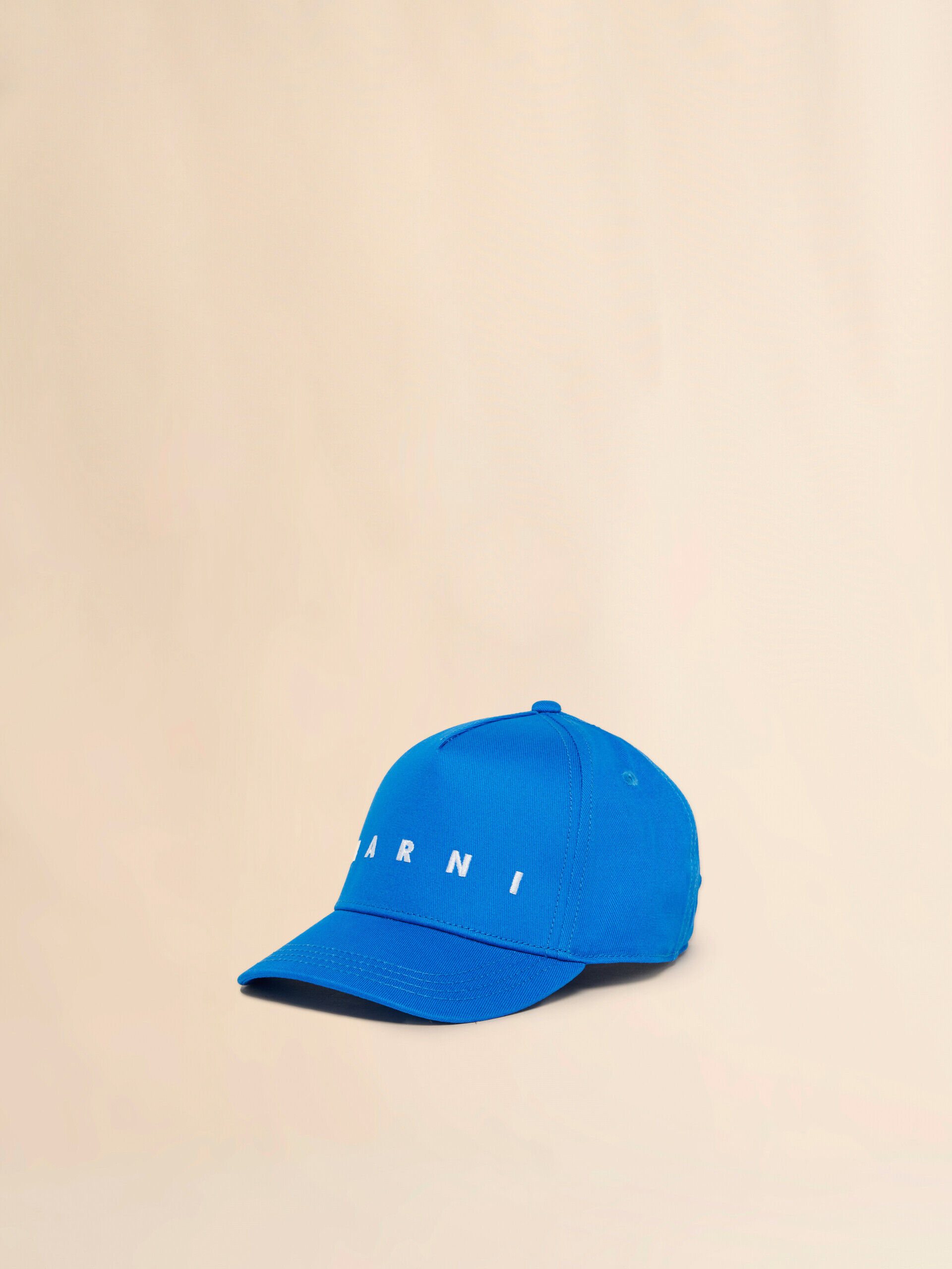 【MARNI】マルニ ベースボール キャップ 帽子 ブルー コットンベースボールキャップ、ロゴ刺繍入り | Marni