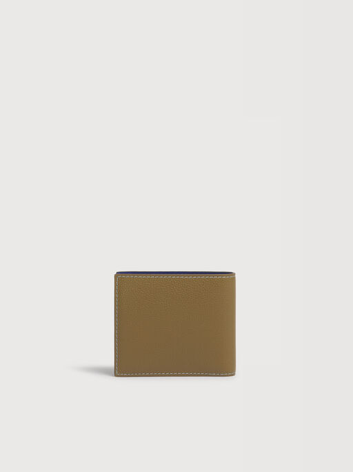 Light brown leather bifold wallet with contrast stitching - Wallets