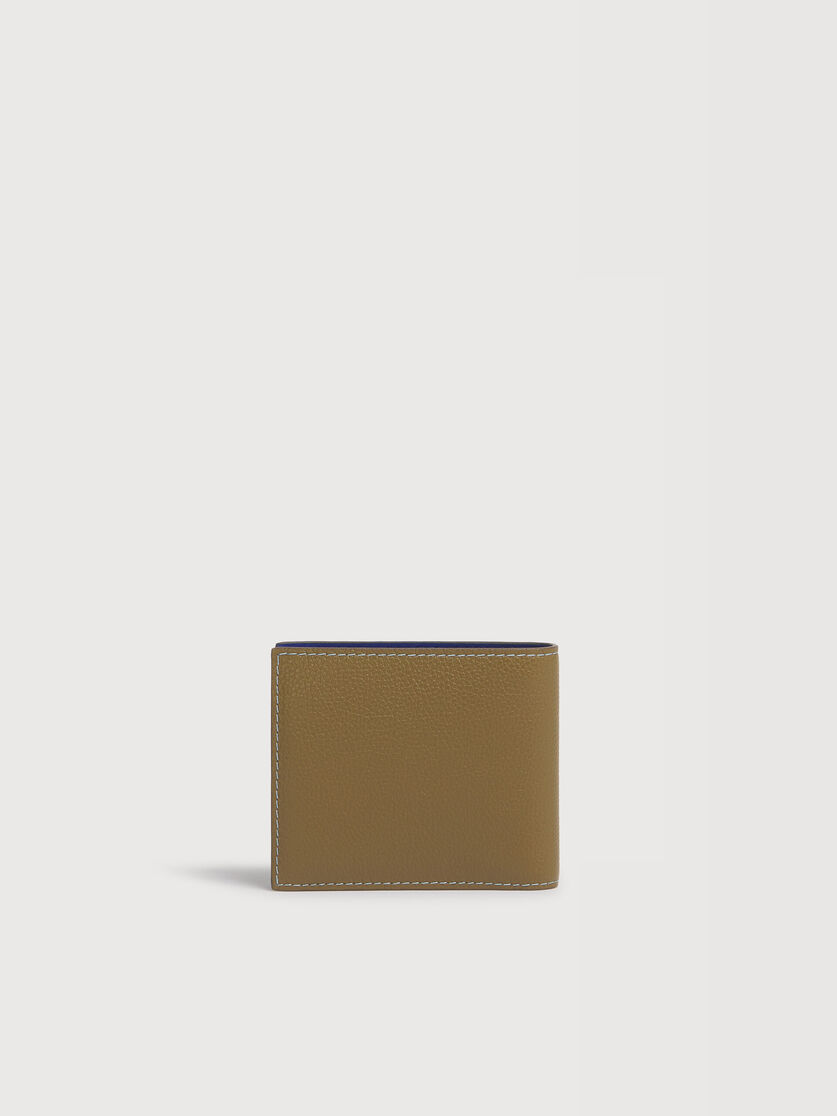 Light brown leather bifold wallet with contrast stitching, Image 3