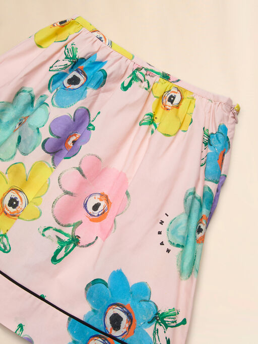 Gonna in cotone rosa con stampa Dessert Flower - Gonne
