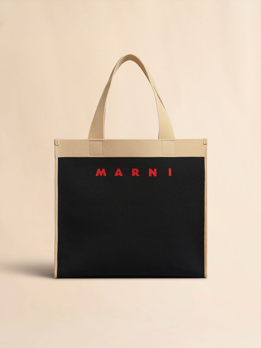 Black and beige Jacquard Shopping Bag - Shopping Bags - Image 1