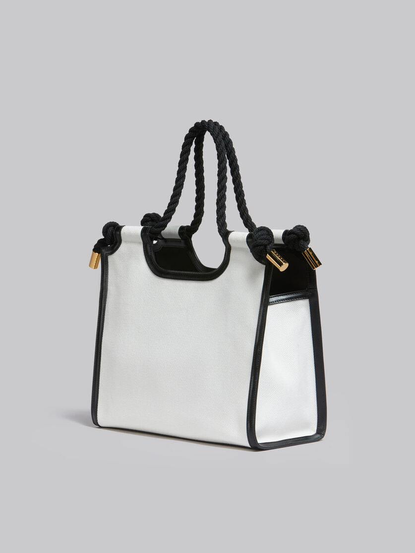 White and black canvas Marcel tote bag - Handbags - Image 3