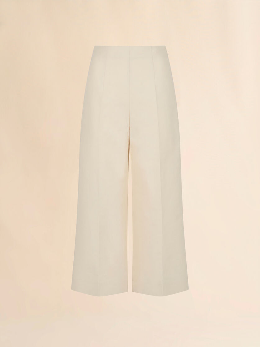 Cream cotton cady cropped trousers - Pants - Image 1