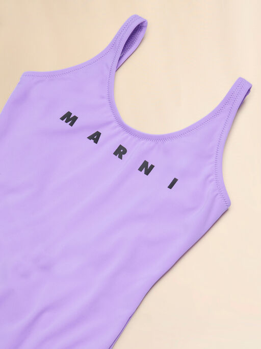 Purple nylon swimsuit with Marni print - kids