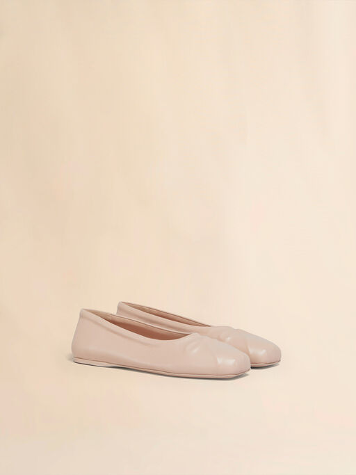 Powder pink nappa leather seamless Little Bow ballet flat - Ballet Shoes