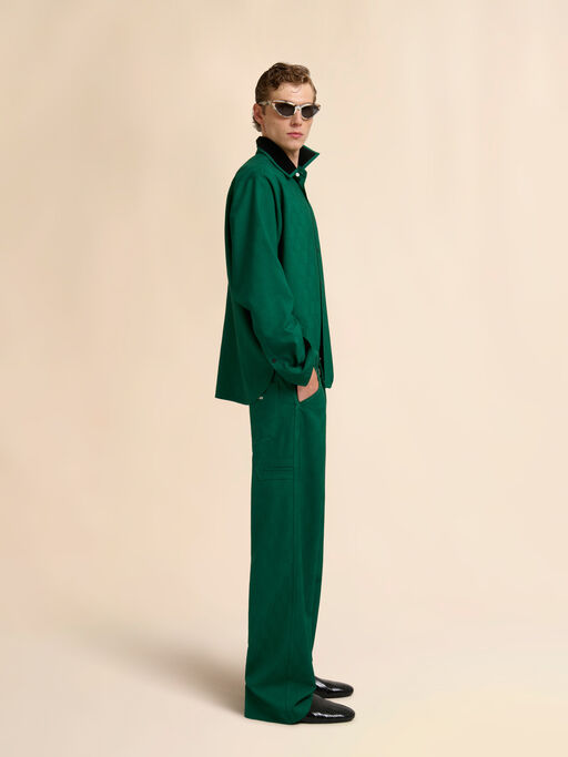 Green jacquard wool trousers with geometric motif - Pants