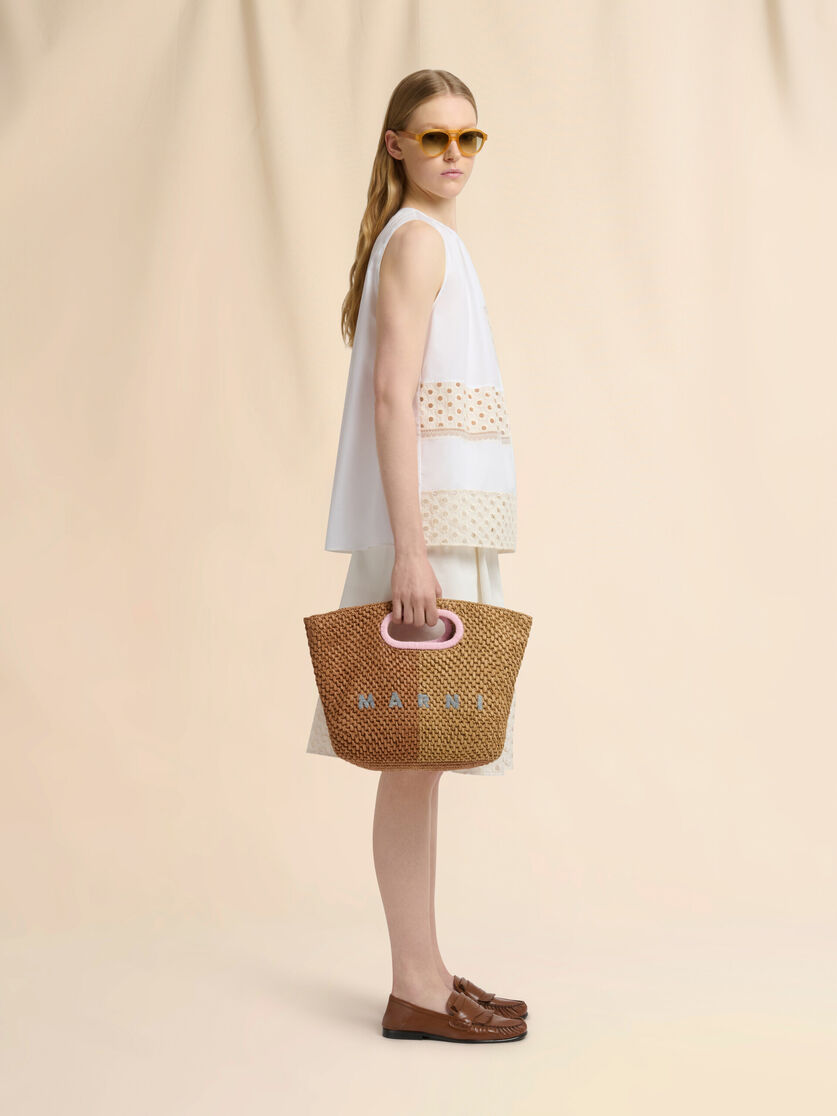 Dark and light brown paper raffia Seaside clutch, Image 2