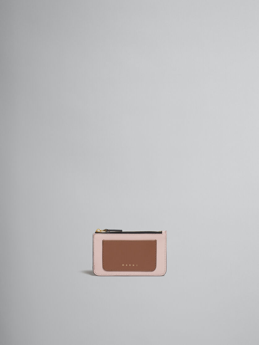 Brown pink and burgundy leather card case - Wallets - Image 1