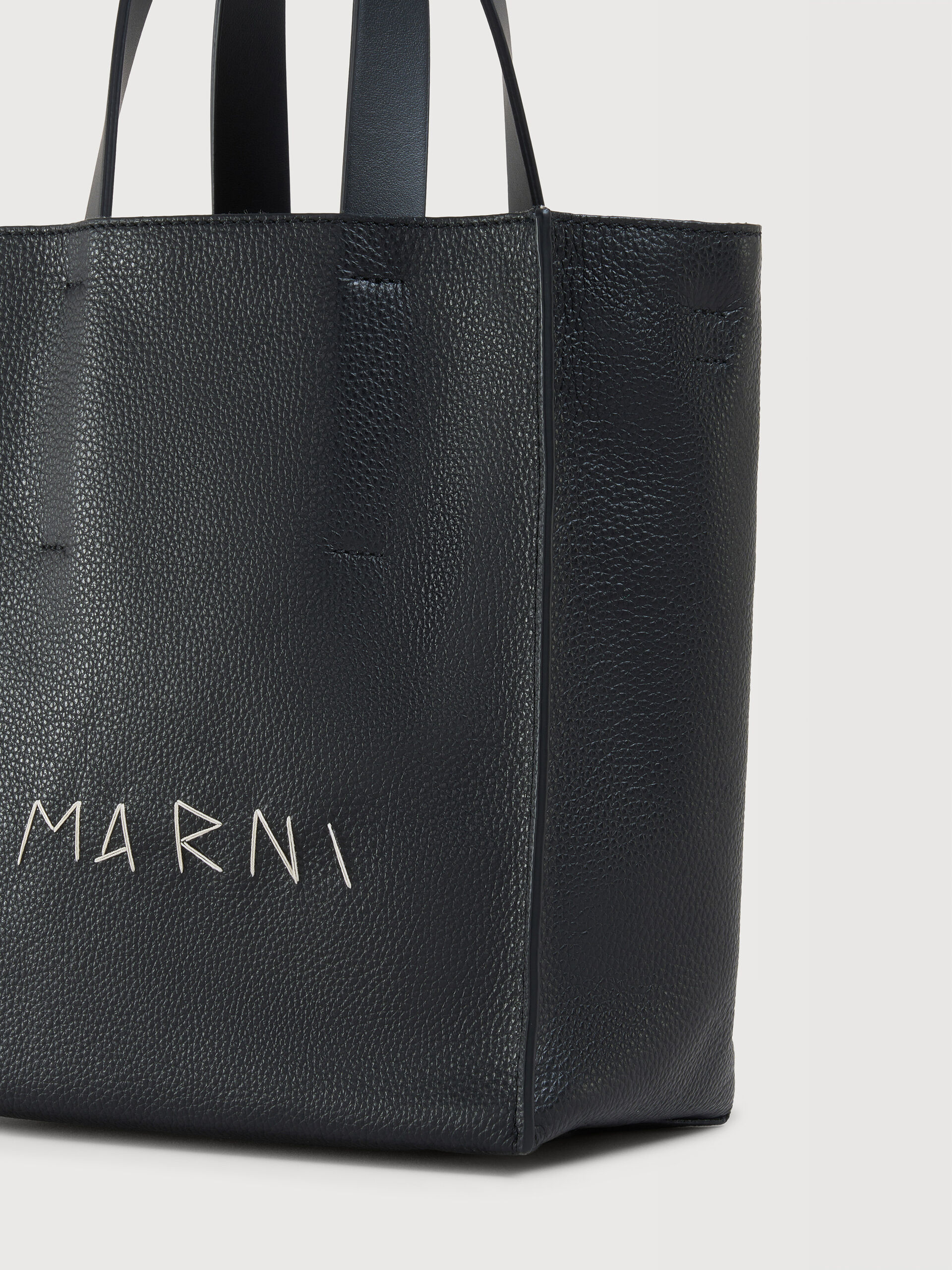Museo Soft Mini Bag in black leather with Marni Mending | Marni