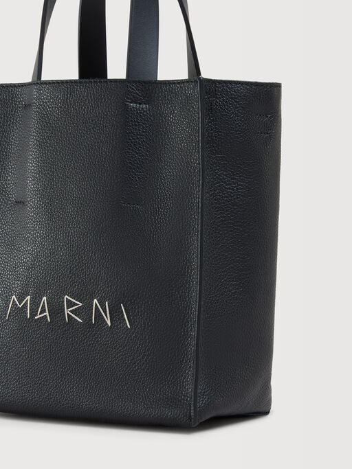 Museo Soft Mini Bag in black leather with Marni Mending - Shopping Bags